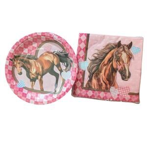 40 Pc Horse Equine Horse Racing Birthday Party Supplies Plates, Napkins, NEW